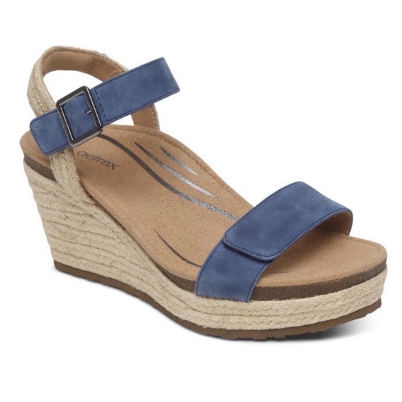 Aetrex Sydney Quarter Strap Espadrille Wedge sandal 8.5 - Picture 5 of 5
